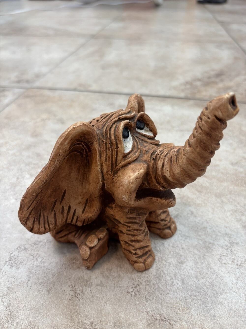 Vintage 1980 Bill Vernon Shade Tree Creations Elephant Figurine Raised Trunk